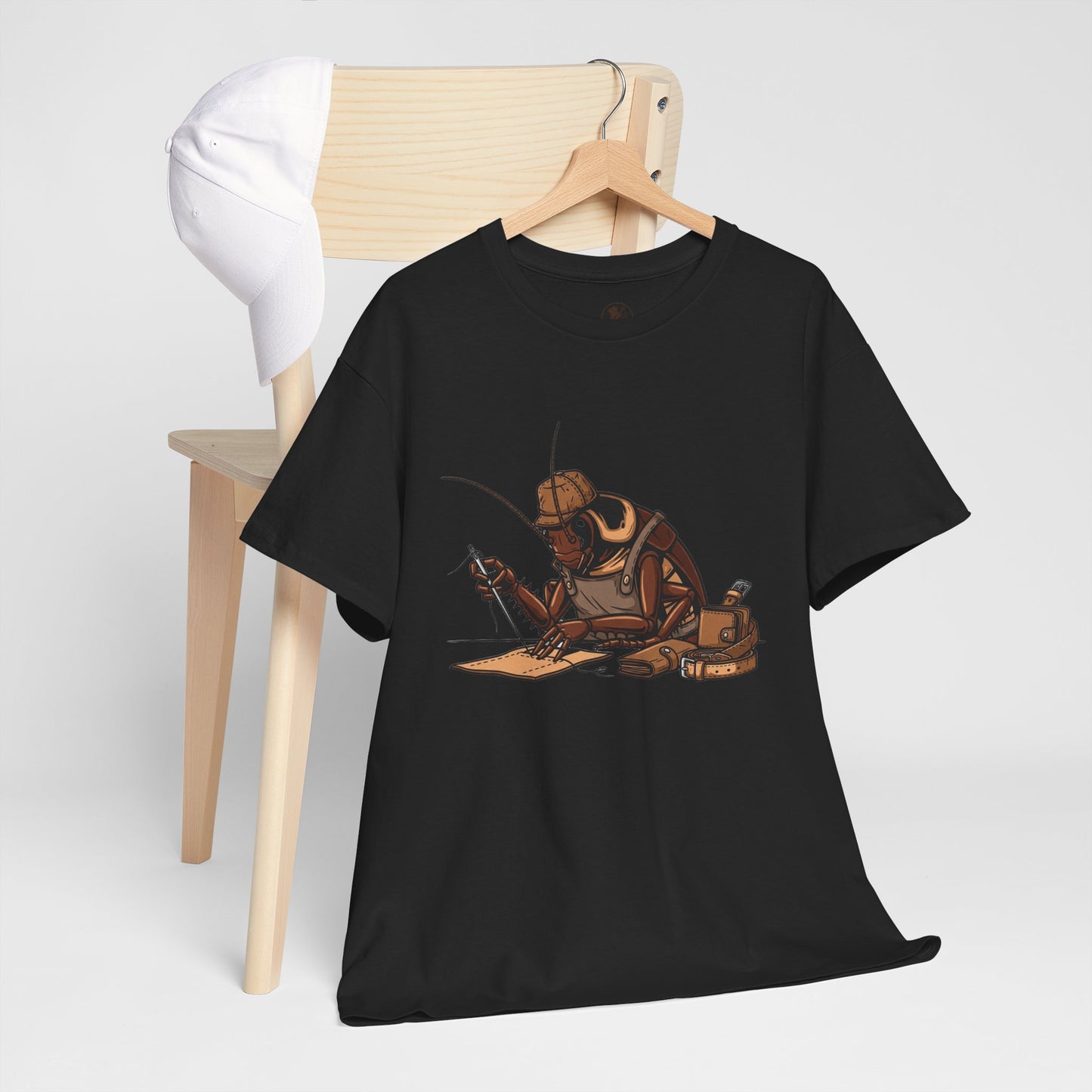 Creative Fishing Tee - Eco-Friendly Fishing Shirt with Cartoon Crab Design, Perfect Gift for Fisherman, Unisex Heavy Cotton Tee - ArtOm_farm™ LEATHER