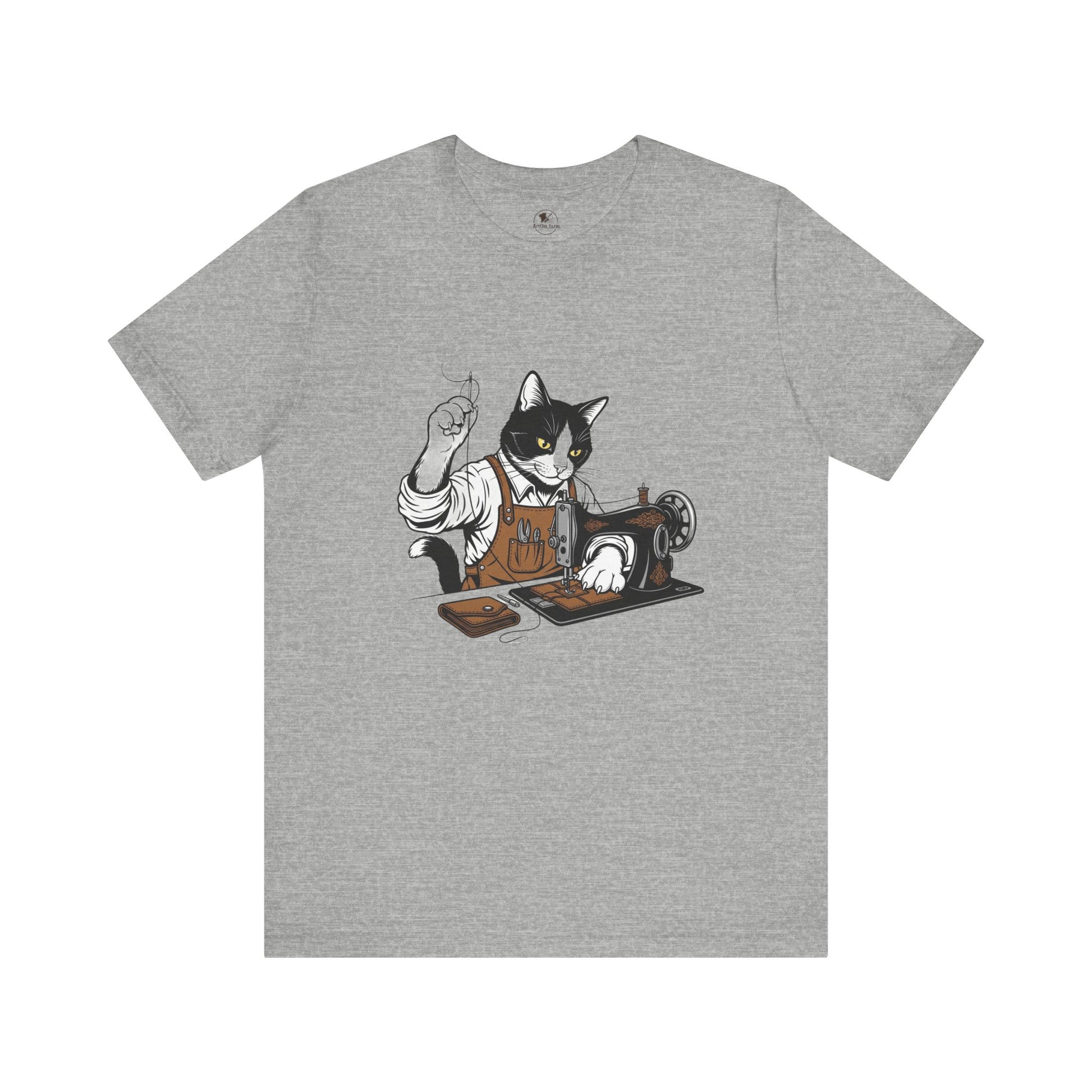 Crafty Cat Sewing Tee - Cute Cat Shirt for Crafters & Sewists, Perfect Gift for Cat Lovers - ArtOm_farm™ LEATHER