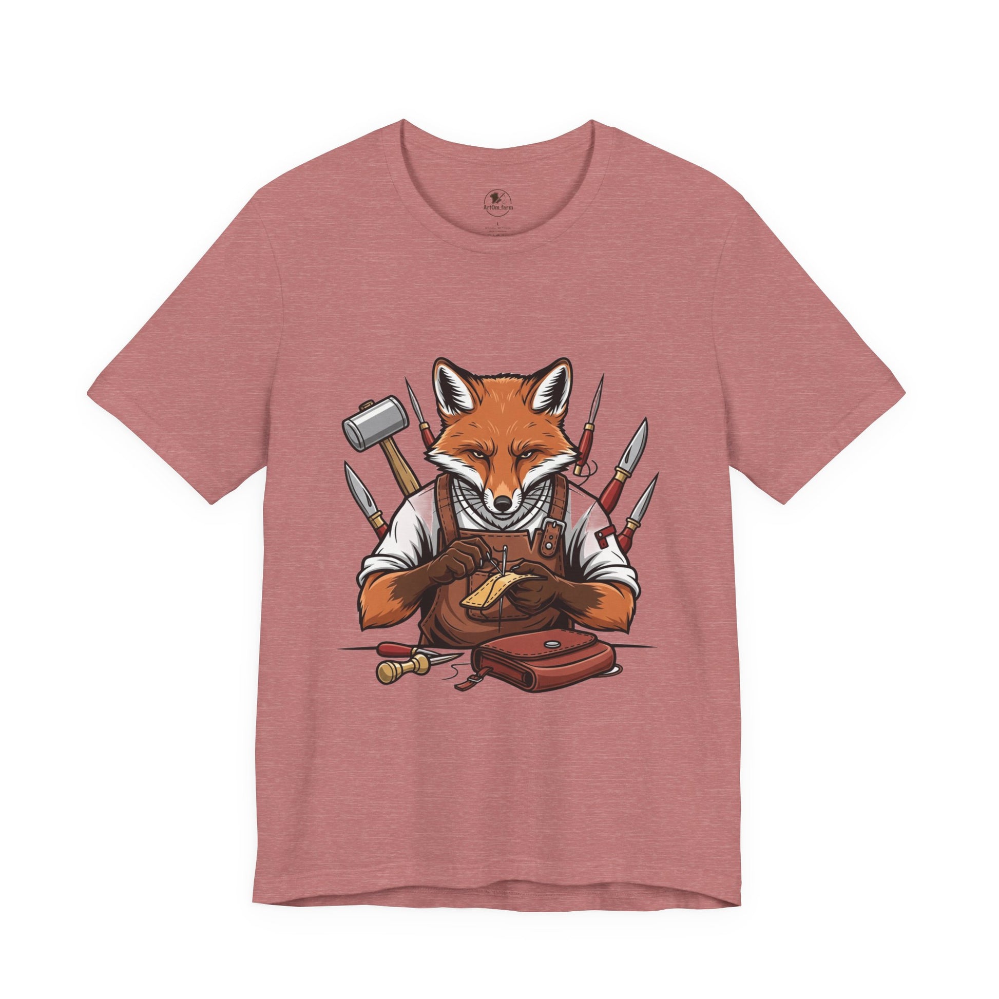 Crafty Fox T-Shirt - Funny Artisan Tee for Crafters, Perfect Gift for Art Lovers, Unique Handmade Vibes - ArtOm_farm™ LEATHER