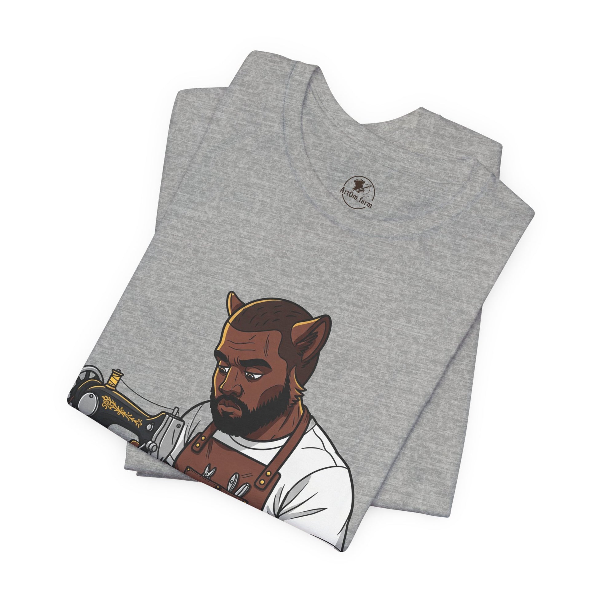 Crafty Cat Sewing T-Shirt, Funny Handmade Apparel for Cat Lovers and Creatives - ArtOm_farm™ LEATHER 
