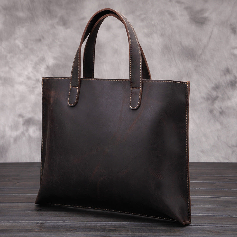 Crazy Horse Leather Briefcase - Cowhide Messenger Bag for Business - ArtOm_farm™ LEATHER 