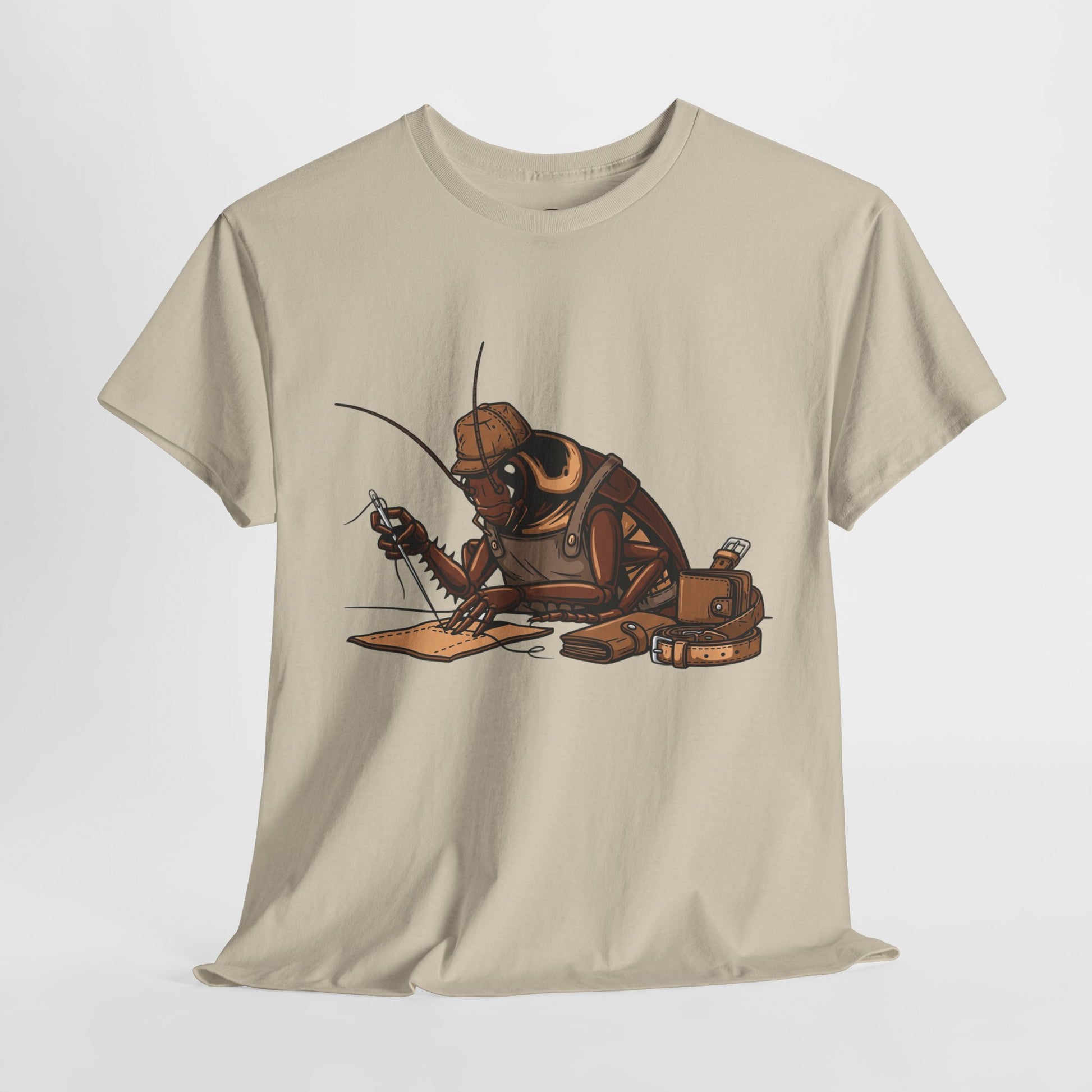 Creative Fishing Tee - Eco-Friendly Fishing Shirt with Cartoon Crab Design, Perfect Gift for Fisherman, Unisex Heavy Cotton Tee - ArtOm_farm™ LEATHER 
