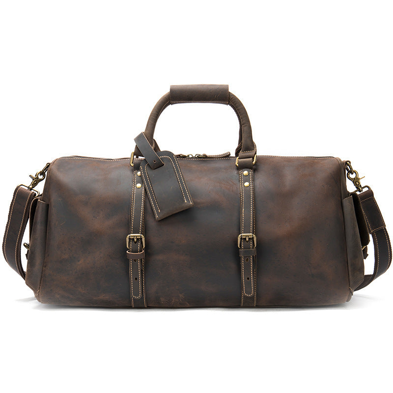 Crazy Horse Leather Travel Bag - Large Capacity Storage for Adventurers - ArtOm_farm™ LEATHER 