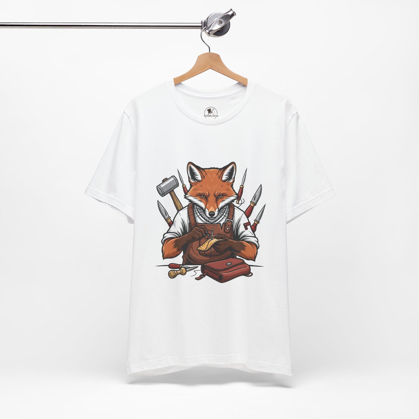 Crafty Fox T-Shirt - Funny Artisan Tee for Crafters, Perfect Gift for Art Lovers, Unique Handmade Vibes - ArtOm_farm™ LEATHER