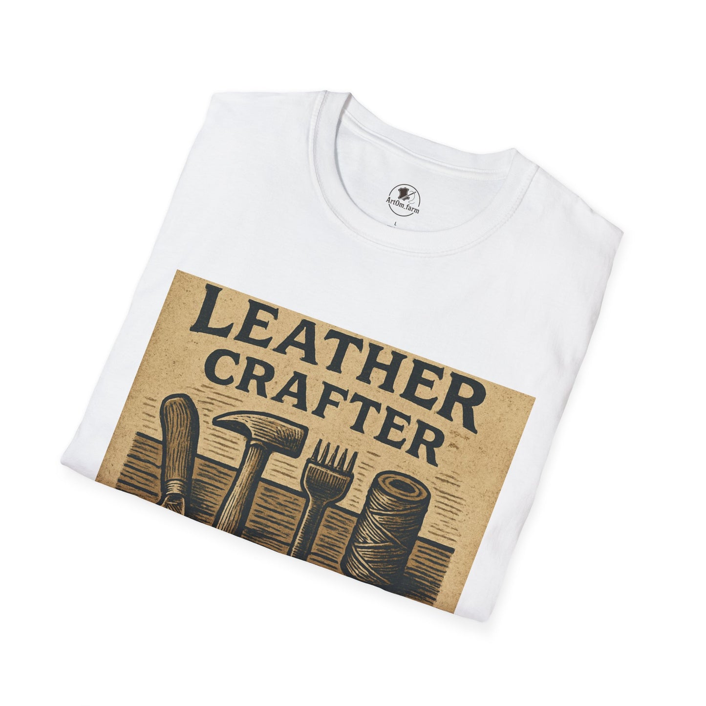 Leatherworking T-Shirt for Enthusiasts, Unisex Softstyle Tee for Craft Workshops and Holidays, Durable and Stylish Gift - ArtOm_farm™ LEATHER