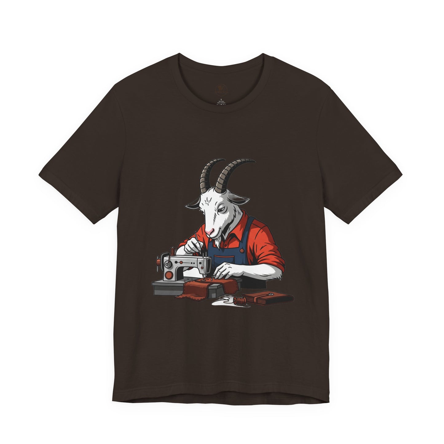 Creative Goat Tailor Tee - Funny Graphic Shirt for Crafters and Art Lovers, Unique Quirky Gift for Casual Wear - ArtOm_farm™ LEATHER