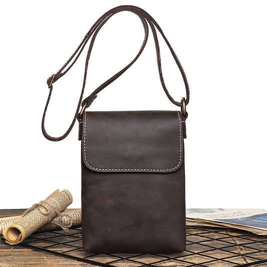 Men's Leather Shoulder Bag - Women's Crazy Horse Leather Crossbody - ArtOm_farm™ LEATHER 