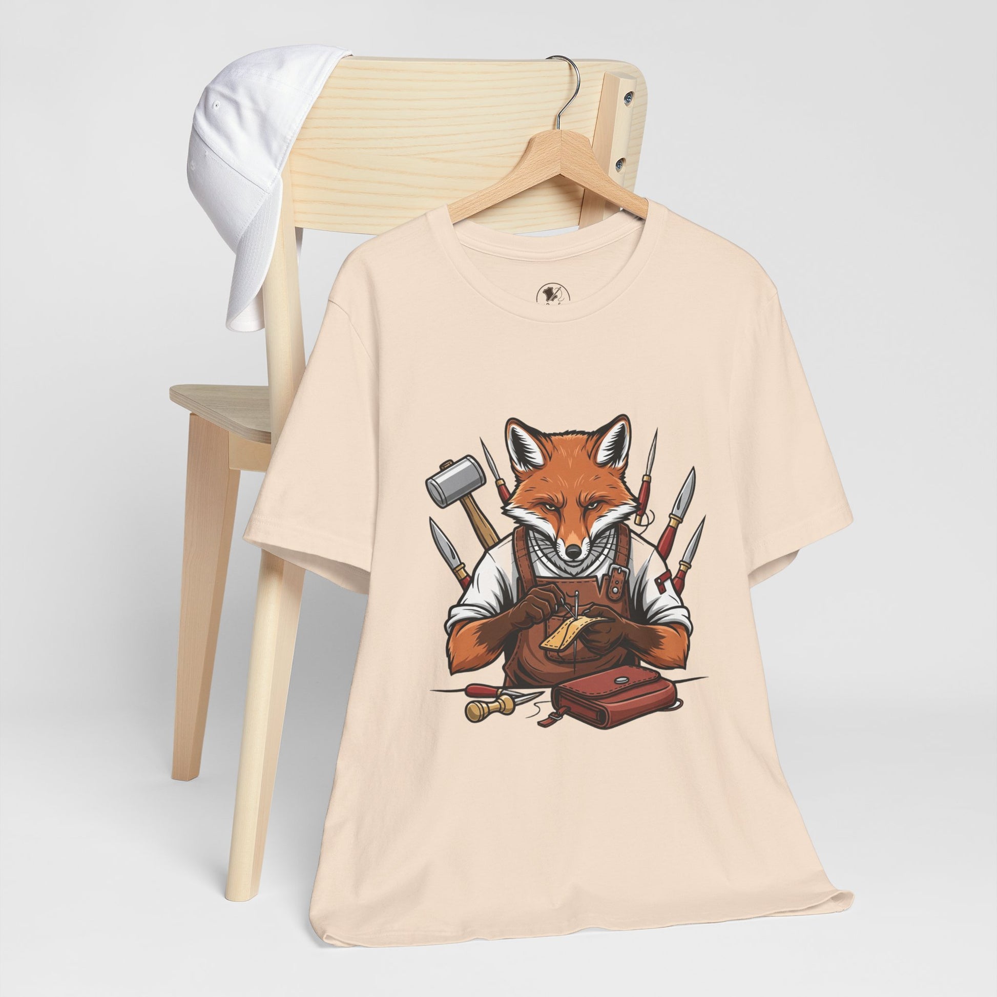 Crafty Fox T-Shirt - Funny Artisan Tee for Crafters, Perfect Gift for Art Lovers, Unique Handmade Vibes - ArtOm_farm™ LEATHER 