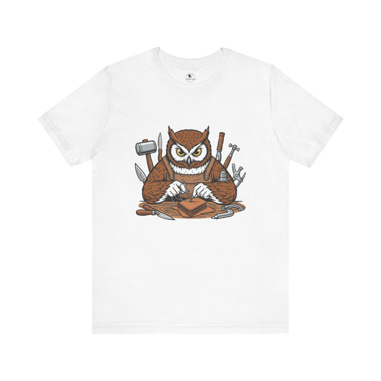 Owl Artisan Tee - Perfect Gift for Craft Lovers and Nature Enthusiasts, Handmade Casual Wear - ArtOm_farm™ LEATHER