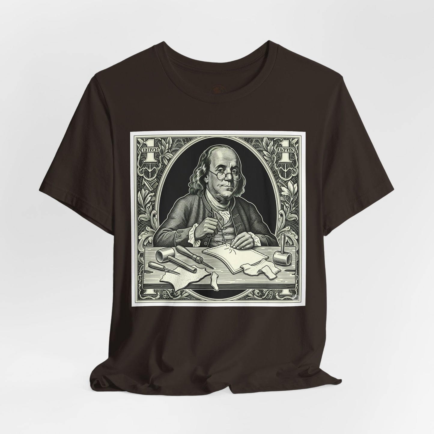 Benjamin Franklin Vintage Tee for History Lovers - Unisex Short Sleeve Shirt, Unique Teacher Gift - ArtOm_farm™ LEATHER