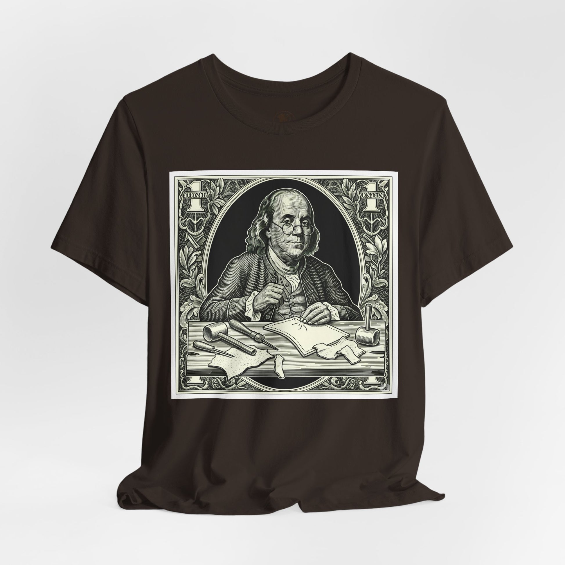 Benjamin Franklin Vintage Tee for History Lovers - Unisex Short Sleeve Shirt, Unique Teacher Gift - ArtOm_farm™ LEATHER