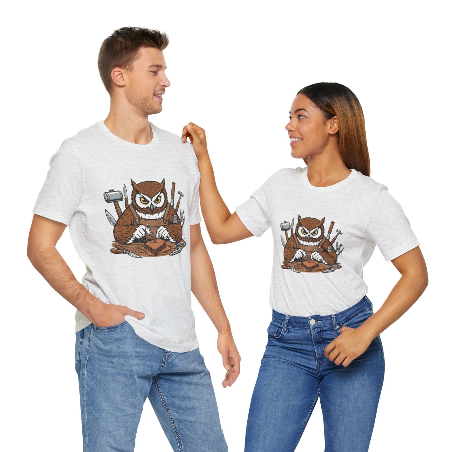 Owl Artisan Tee - Perfect Gift for Craft Lovers and Nature Enthusiasts, Handmade Casual Wear - ArtOm_farm™ LEATHER 