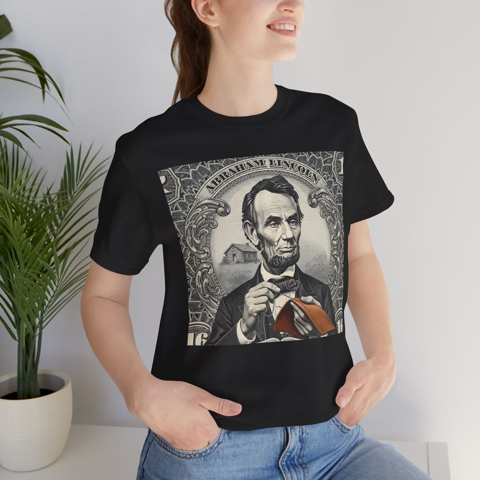 Abraham Lincoln T-Shirt - Vintage Graphic Unisex Tee for History Lovers, Educational Casual Wear, Patriotic Gift - ArtOm_farm™ LEATHER 