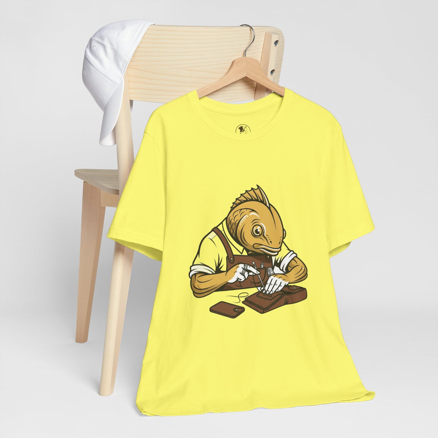 Creative Fish Artist Tee - Unique Graphic Tee for Art Lovers, Eco-Friendly Casual Wear - ArtOm_farm™ LEATHER 