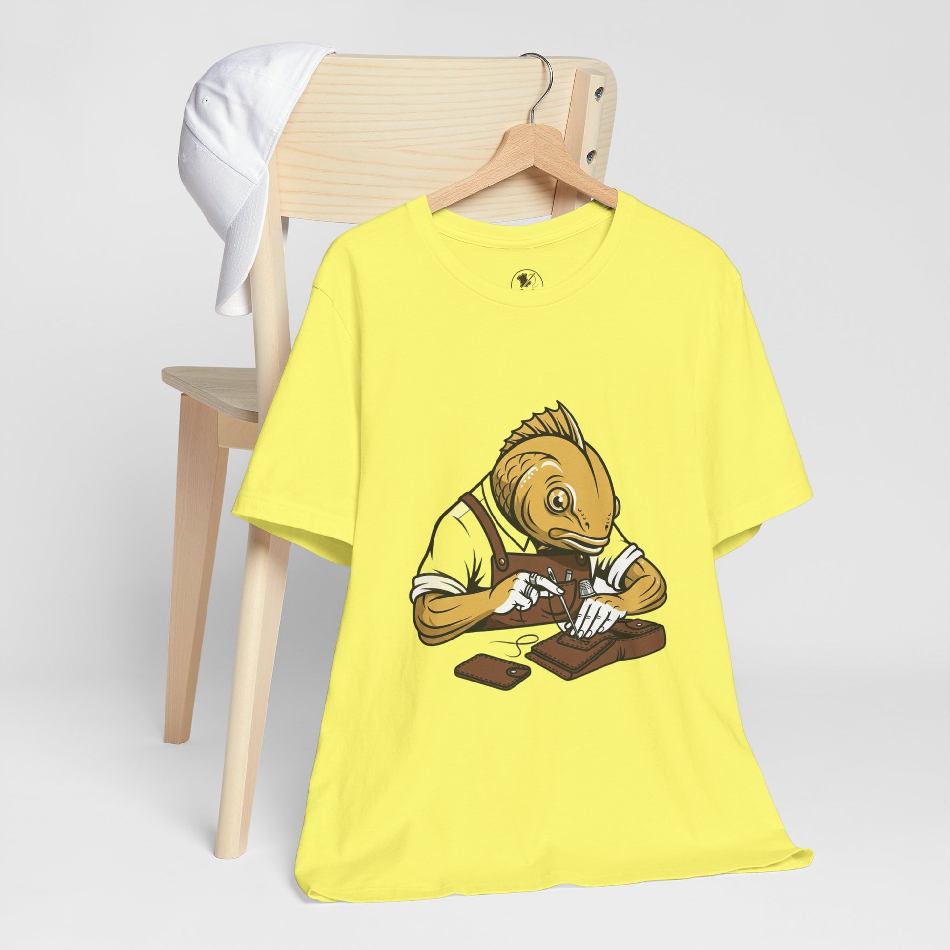 Creative Fish Artist Tee - Unique Graphic Tee for Art Lovers, Eco-Friendly Casual Wear - ArtOm_farm™ LEATHER 