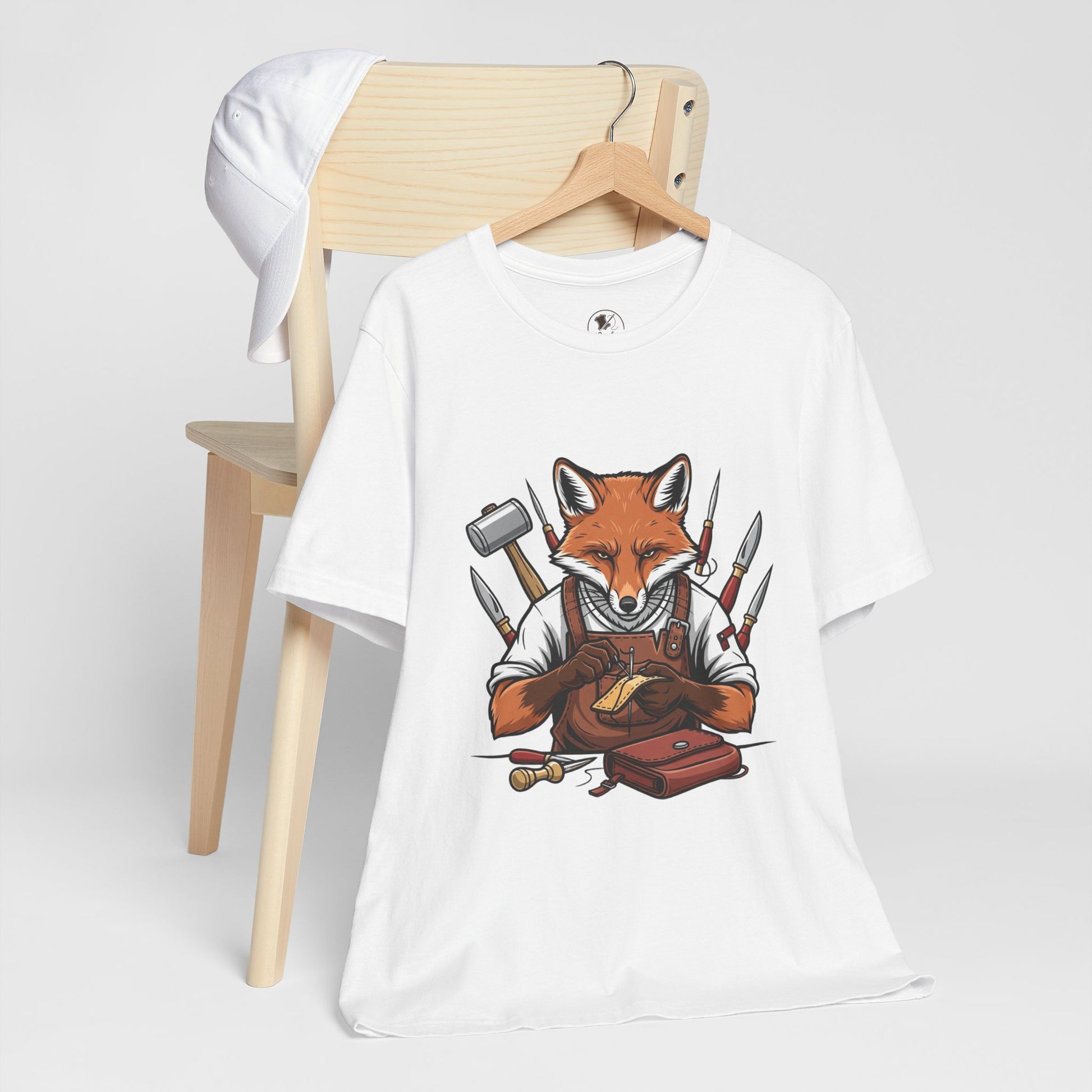 Crafty Fox T-Shirt - Funny Artisan Tee for Crafters, Perfect Gift for Art Lovers, Unique Handmade Vibes - ArtOm_farm™ LEATHER
