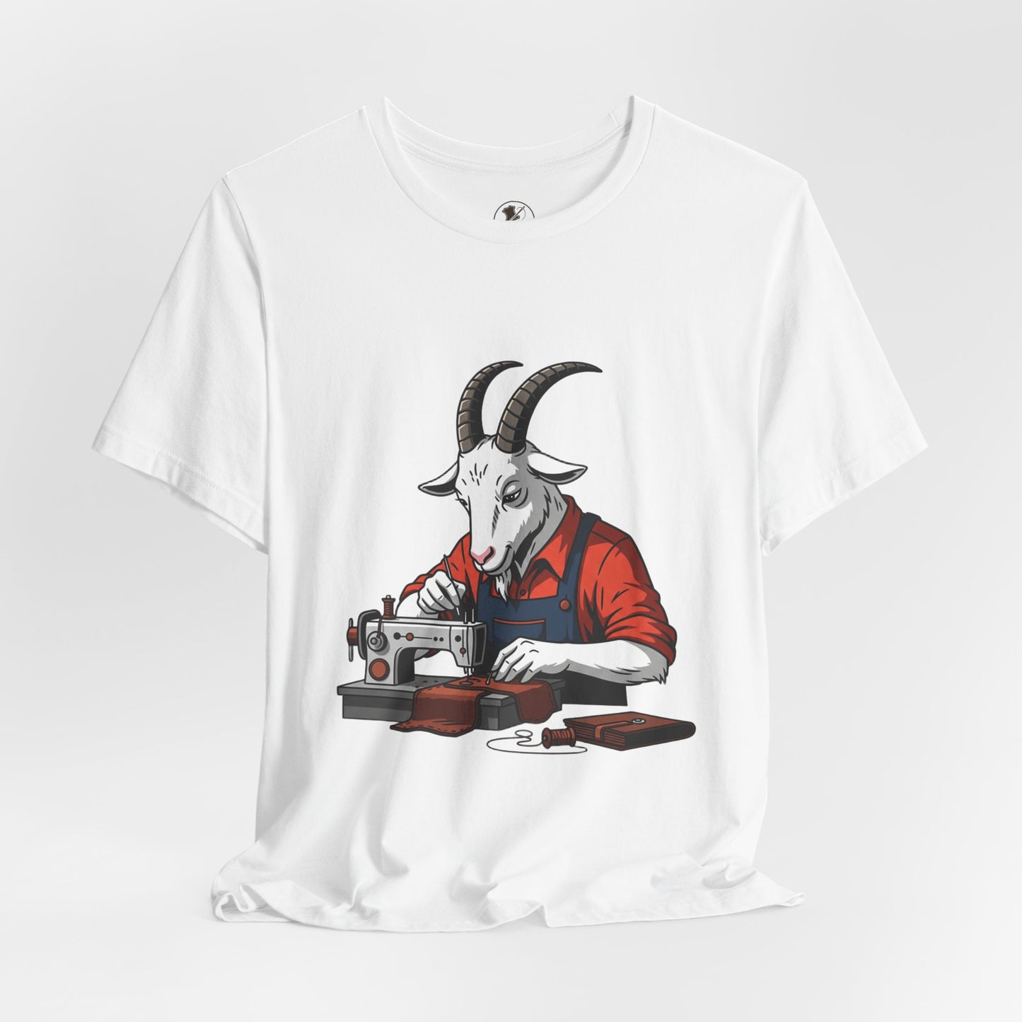 Creative Goat Tailor Tee - Funny Graphic Shirt for Crafters and Art Lovers, Unique Quirky Gift for Casual Wear - ArtOm_farm™ LEATHER