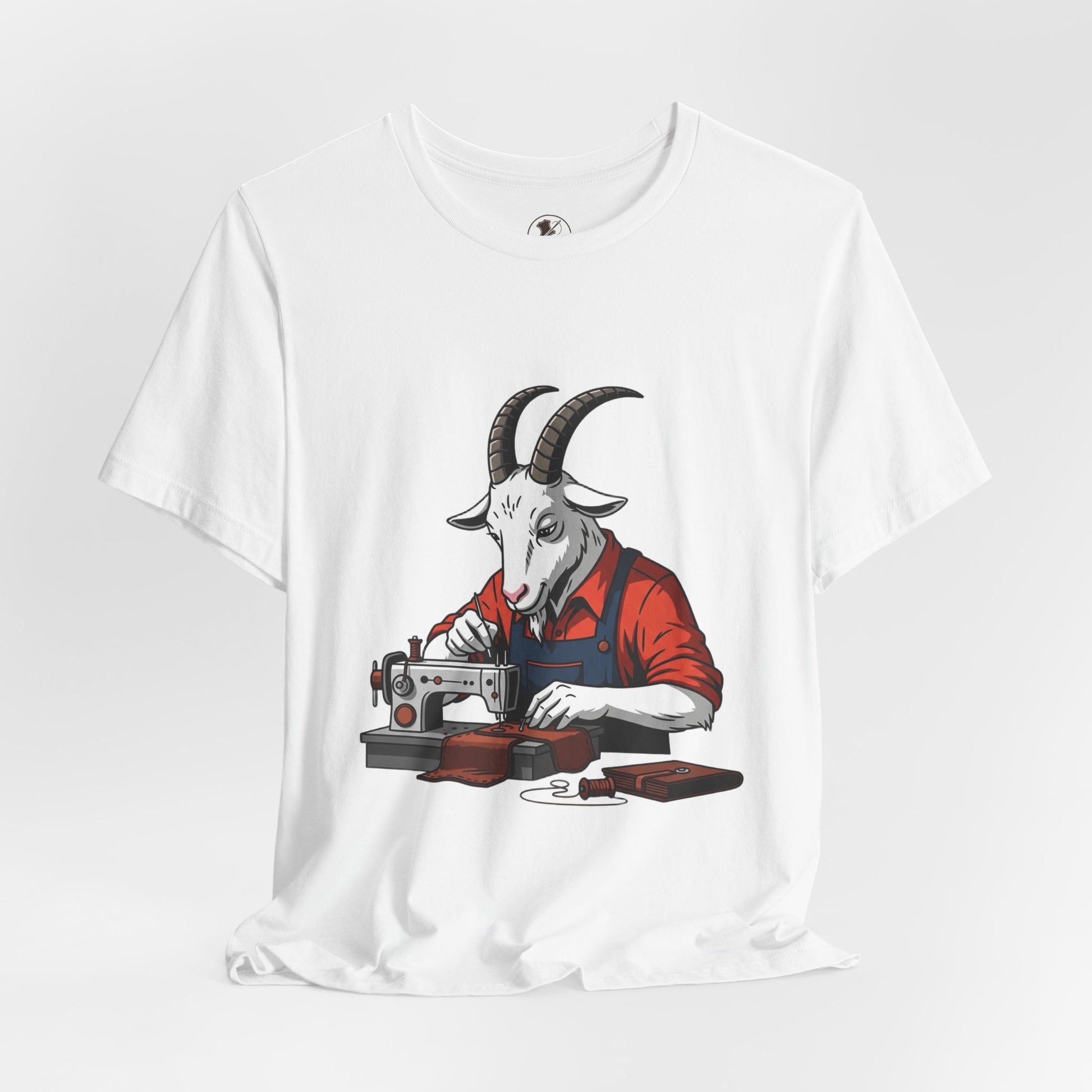 Creative Goat Tailor Tee - Funny Graphic Shirt for Crafters and Art Lovers, Unique Quirky Gift for Casual Wear - ArtOm_farm™ LEATHER