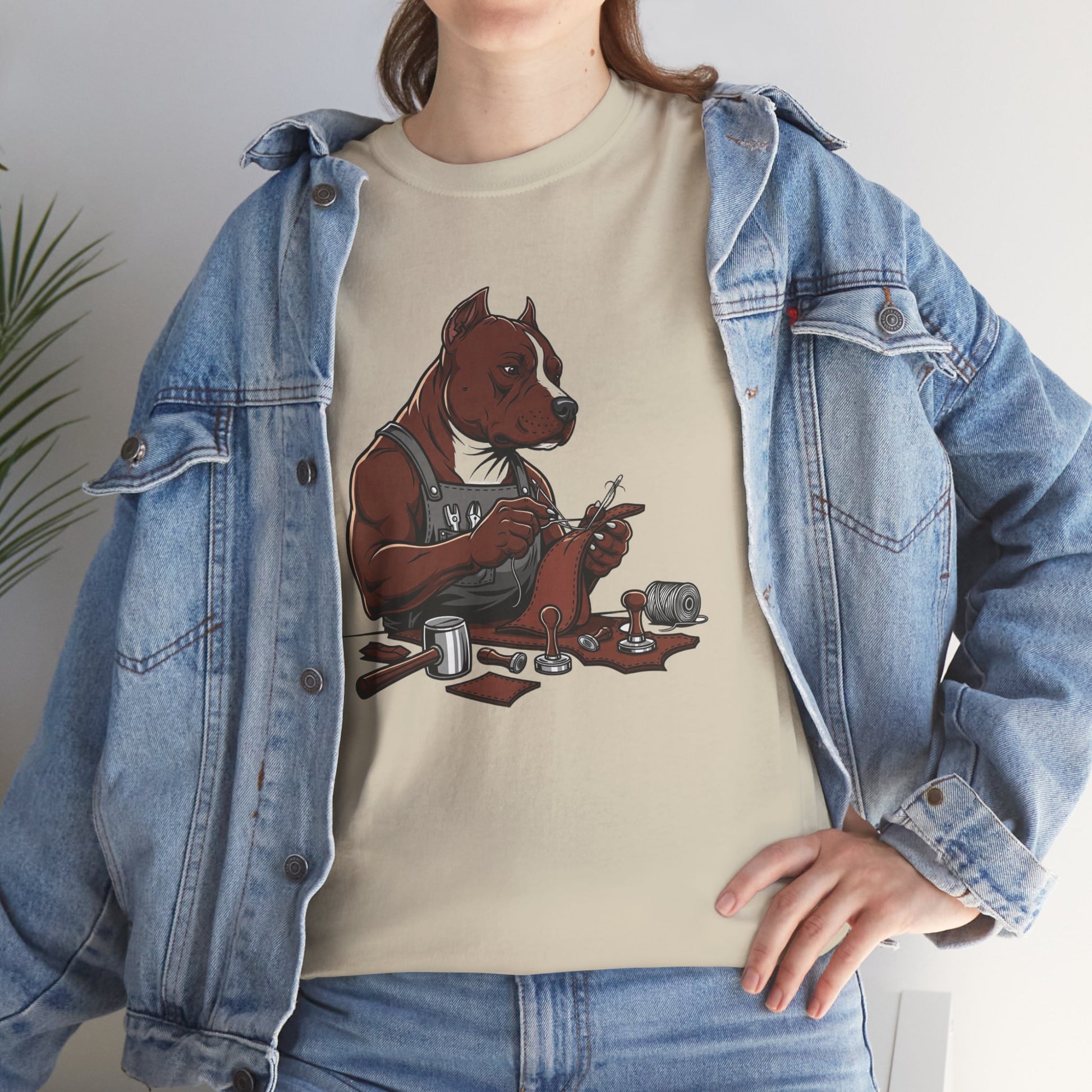 Artistic Dog Lover Tee - Casual Graphic T-Shirt for Pet Owners, Ideal Gift for Birthdays and Holidays - ArtOm_farm™ LEATHER 