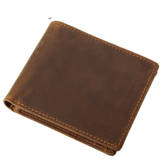 Vintage Leather Wallet - Handmade Crazy Horse Leather Short Strap Wallet - ArtOm_farm™ LEATHER 
