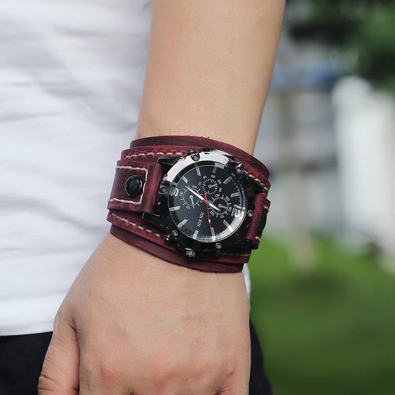 Vintage Hand Stitched Leather Watch - Timeless Craftsmanship in a Vintage Leather Watch - ArtOm_farm™ LEATHER 