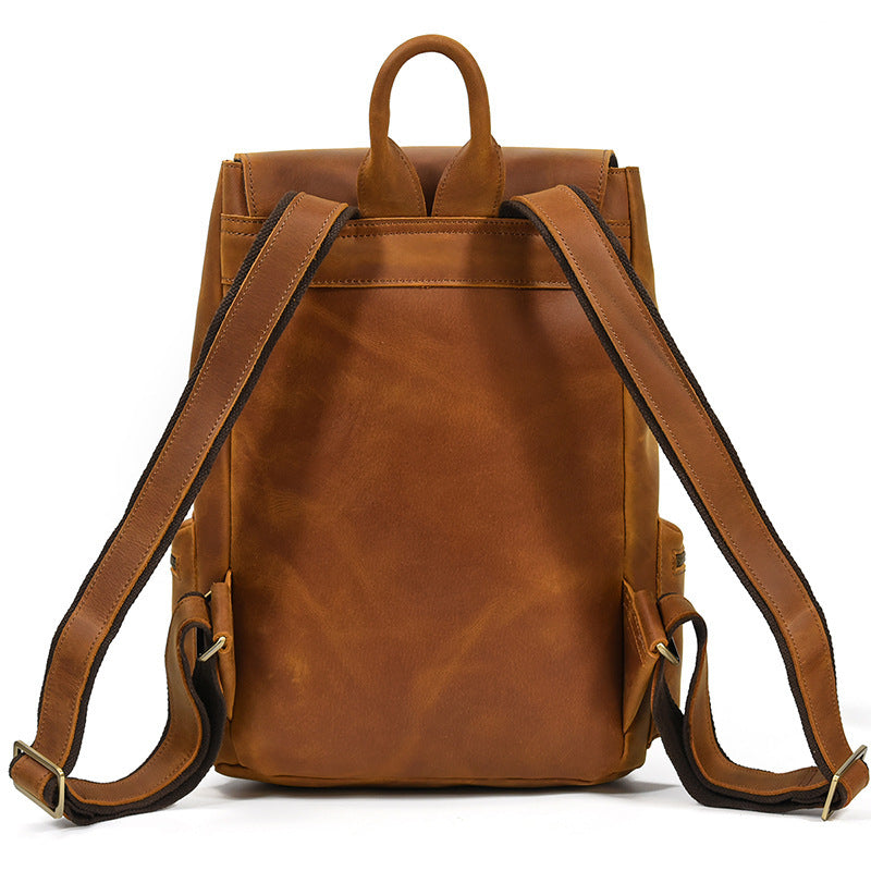 Men's Retro Leather Backpack - Stylish Crazy Horse Leather Design for Casual Use - ArtOm_farm™ LEATHER