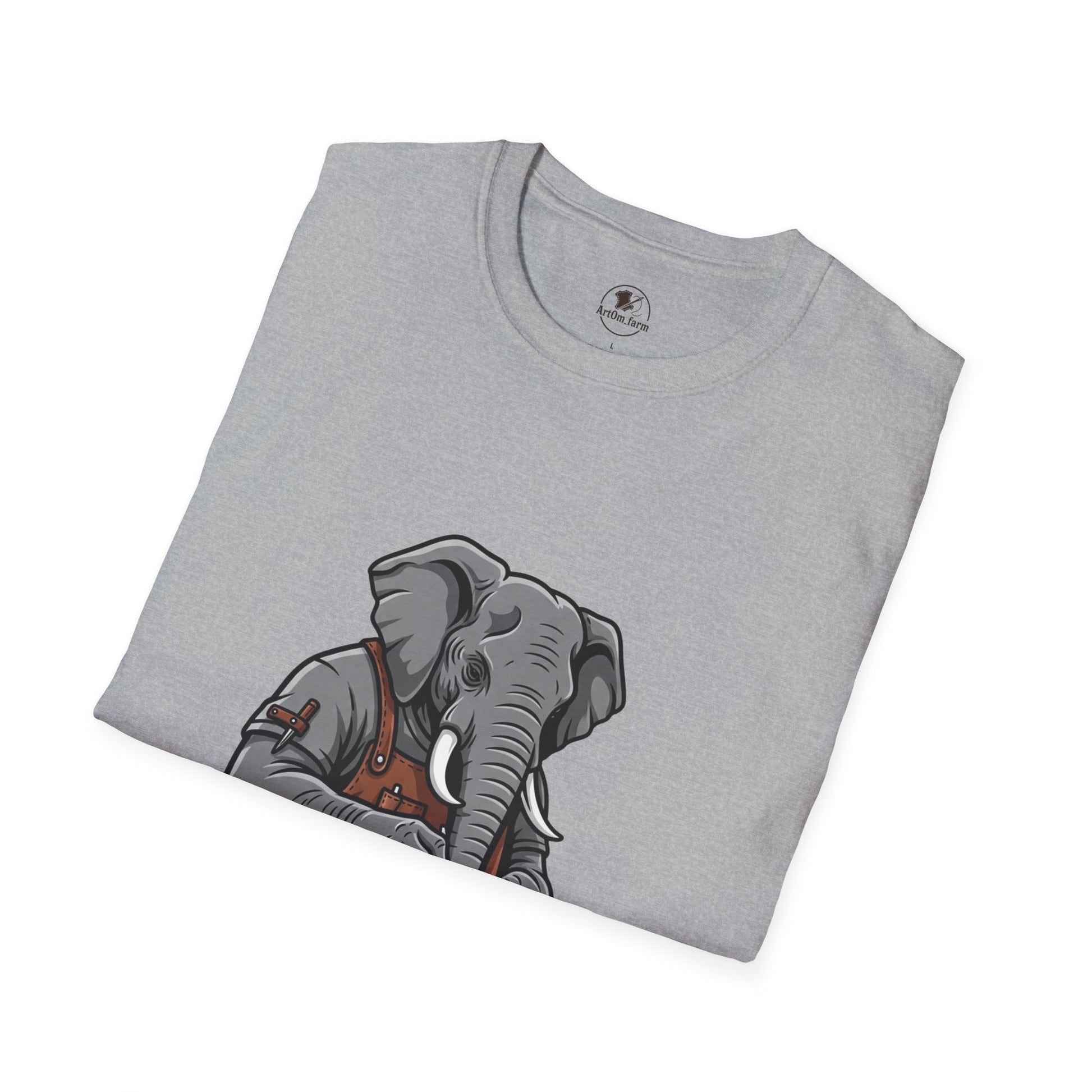 Elephant Craft T-Shirt - Unisex Softstyle Tee for Animal Lovers, Cute Casual Wear, Perfect Gift for Him/Her - ArtOm_farm™ LEATHER