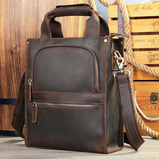 Genuine Leather Backpack - High-Grade Crazy Horse Leather Crossbody Bag - ArtOm_farm™ LEATHER