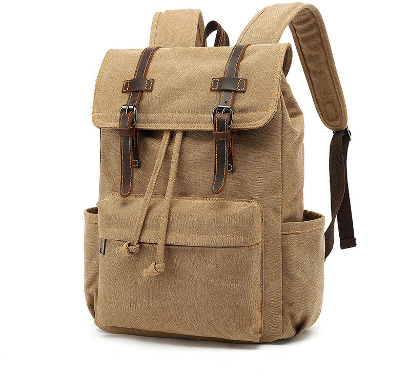 Men's Vintage Leather Backpack - Crazy Horse Leather Outdoor Travel Canvas Bag - ArtOm_farm™ LEATHER 