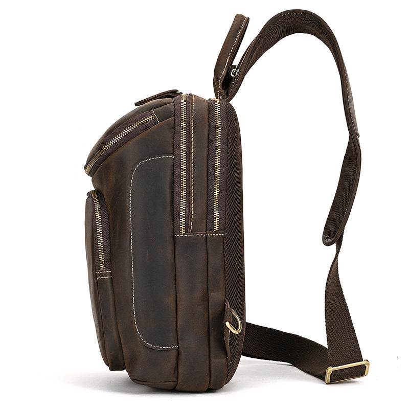 Men's Retro Shoulder Bag - Crazy Horse Skin Shoulder Bag - ArtOm_farm™ LEATHER