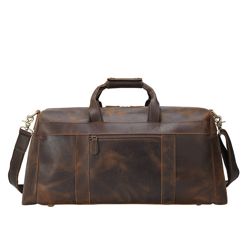 Vintage Leather Tote Bag for Men – Large Capacity Crazy Horse Travel Tote - ArtOm_farm™ LEATHER