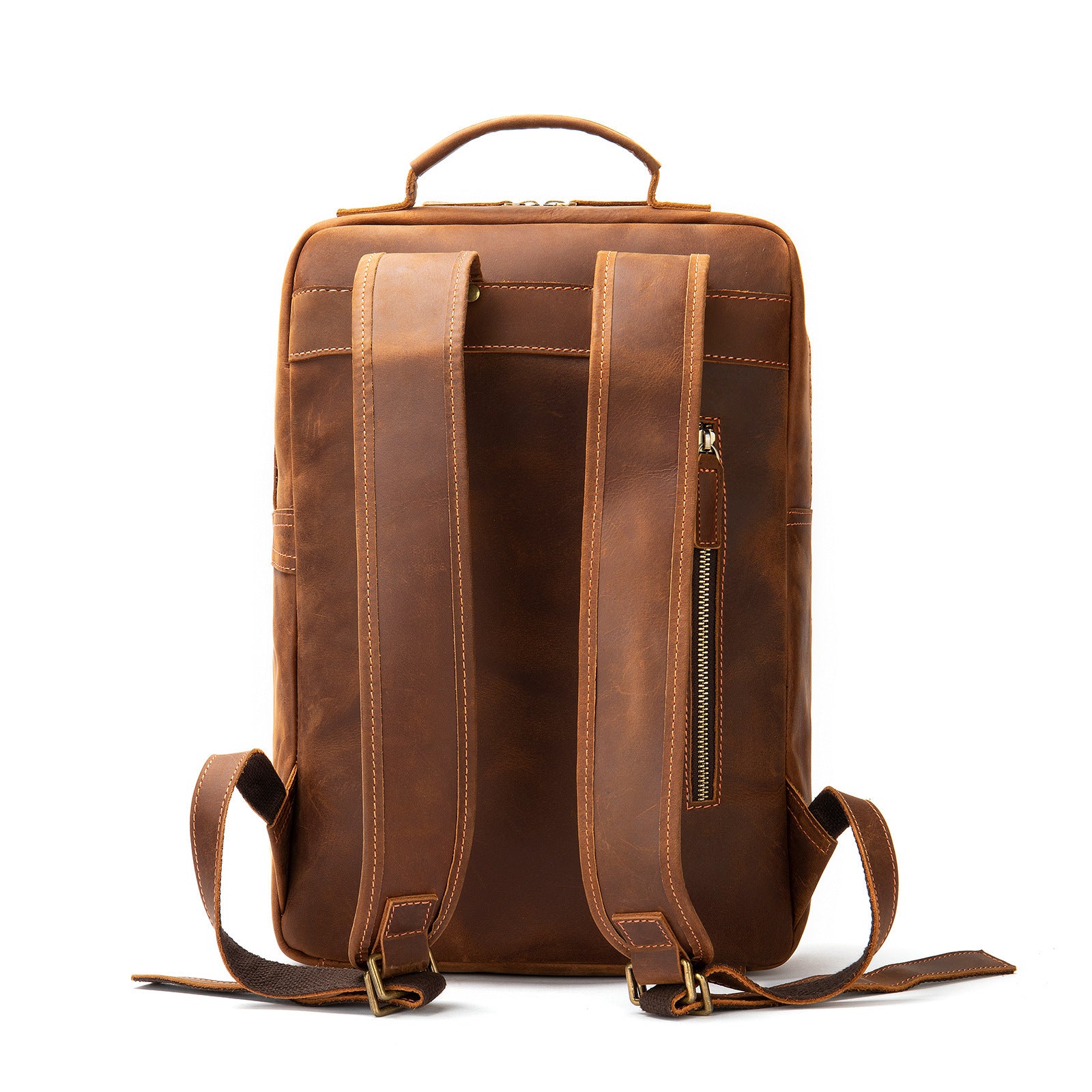 Crazy Horse Leather Backpack for Men - Retro Large Capacity Design - ArtOm_farm™ LEATHER 