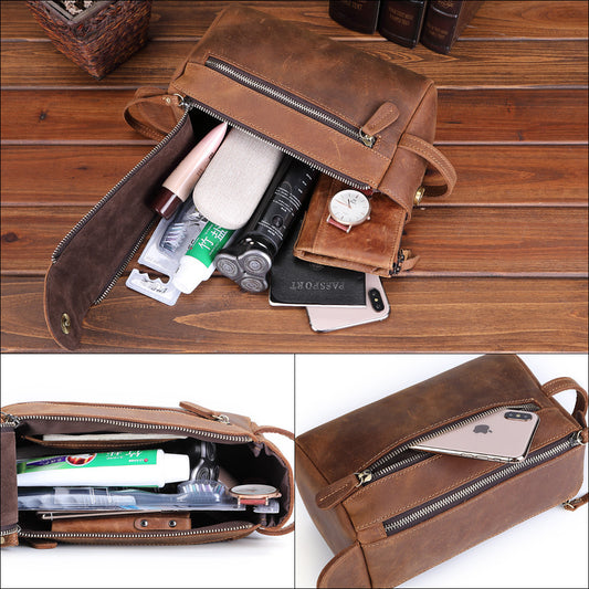 Crazy Horse Leather Bag - Multifunctional Casual Fashion Storage Solution - ArtOm_farm™ LEATHER 