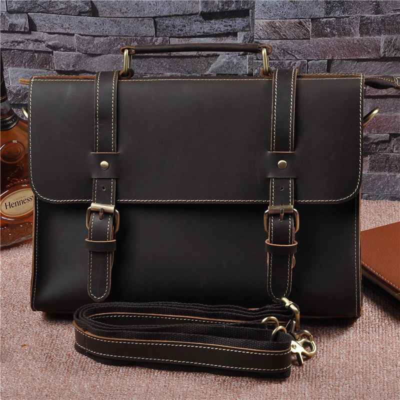 Vintage Crossbody Briefcase - Stylish Shoulder Bag for Timeless Elegance