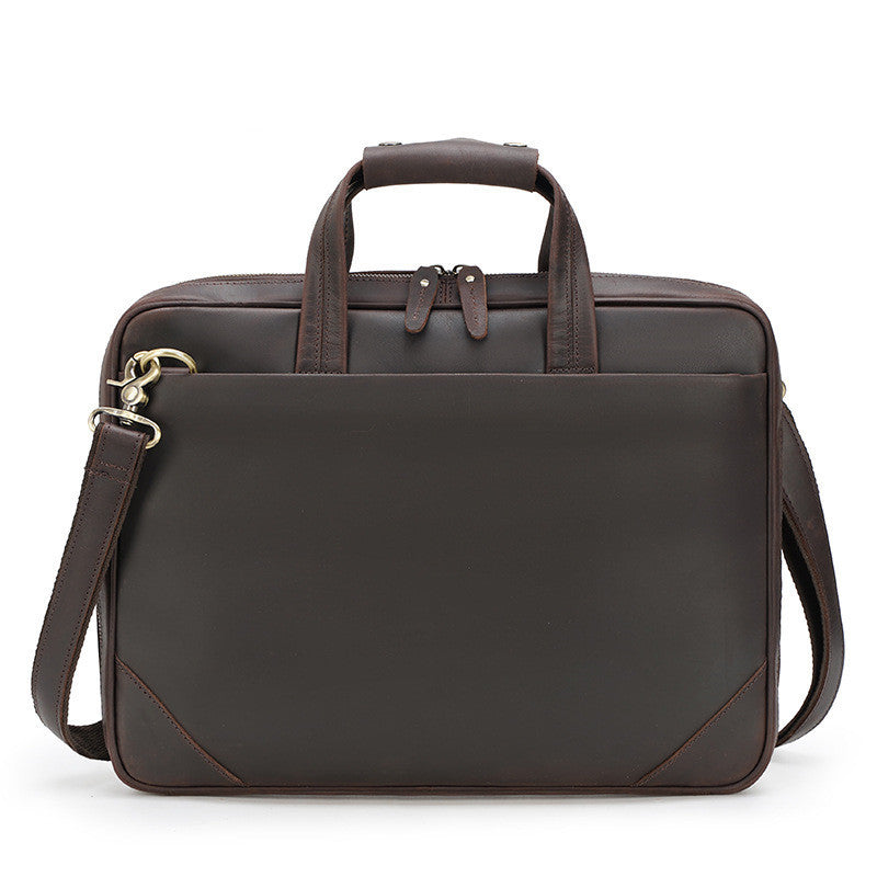 New Retro Leather Briefcase - Ultra-thin Crazy Horse Leather Handbag for Men - ArtOm_farm™ LEATHER