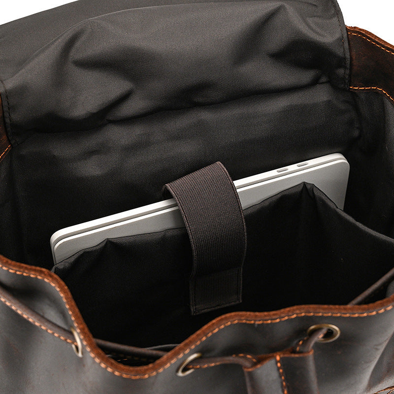 Leather Vintage Backpack - Large Capacity Crazy Horse Design - ArtOm_farm™ LEATHER