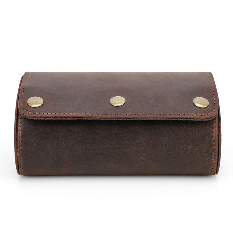 Retro Leather Watch Storage Box for Couples - Portable Outdoor Travel Case - ArtOm_farm™ LEATHER
