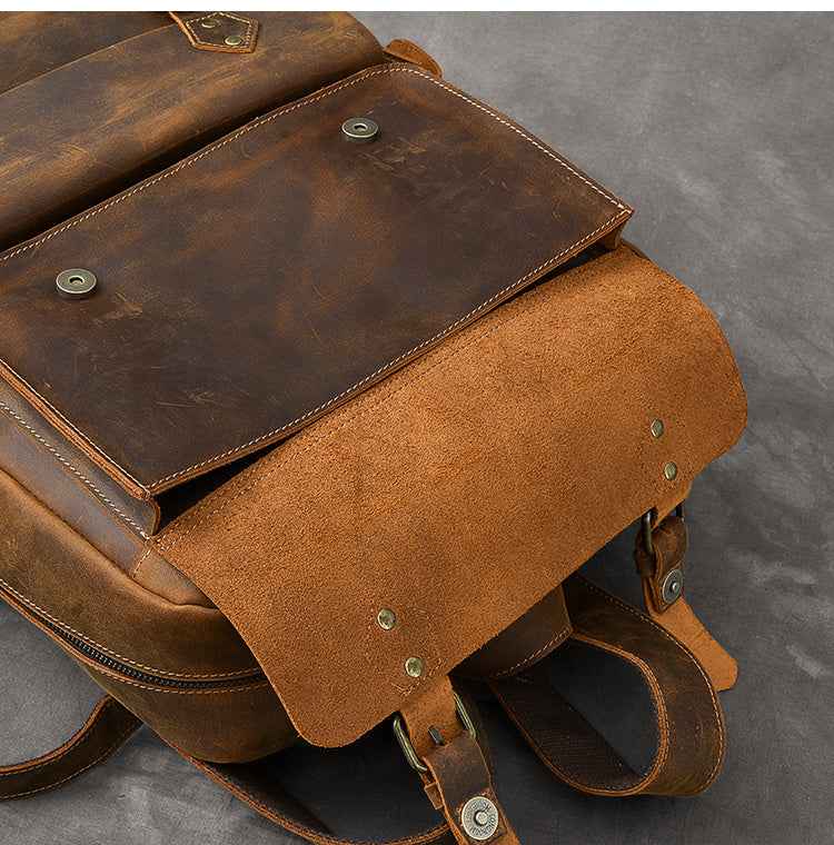 Crazy Horse Leather Backpack - The Ultimate Durable and Stylish Travel Companion - ArtOm_farm™ LEATHER
