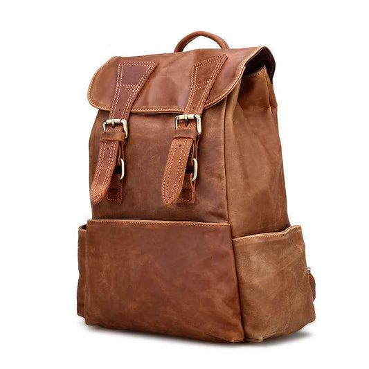Women's Retro Leather Backpack - Stylish and Durable Vintage Design