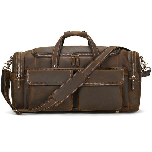 Leather Vintage Travel Bag - Crazy Horse Vintage Leather Handbag - ArtOm_farm™ LEATHER 