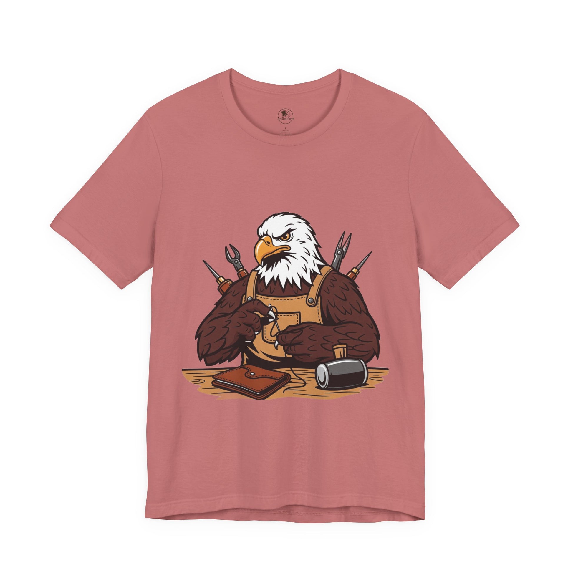 Crafty Eagle DIY Shirt - Unisex Tee for Crafters, Eagle Graphic Design, Gift for Men and Women - ArtOm_farm™ LEATHER 