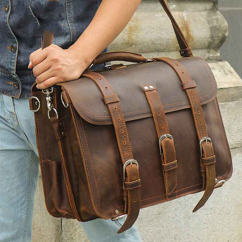 Crazy Horse Leather Tote Bag - Durable and Stylish Everyday Companion - ArtOm_farm™ LEATHER