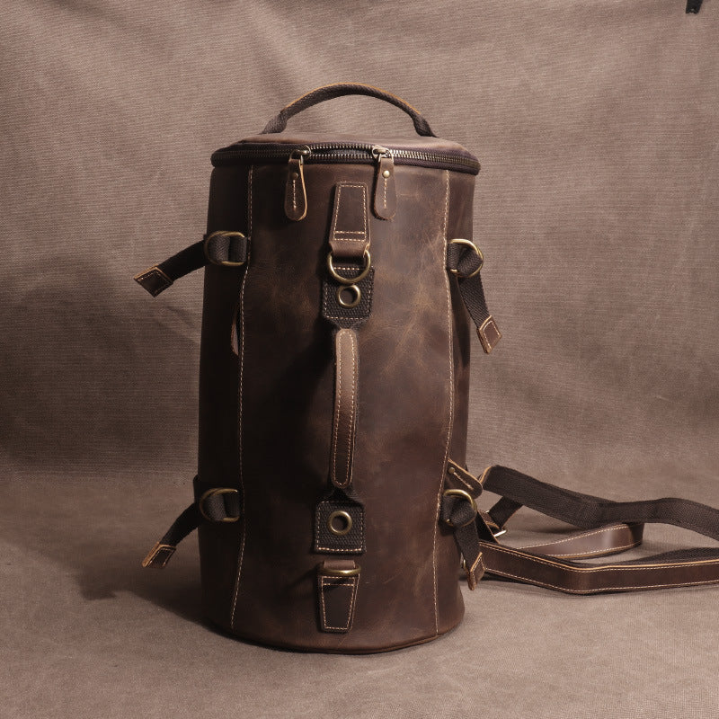 Crazy Horse Leather Backpack for Men - Genuine Large Capacity Leather Bag - ArtOm_farm™ LEATHER 