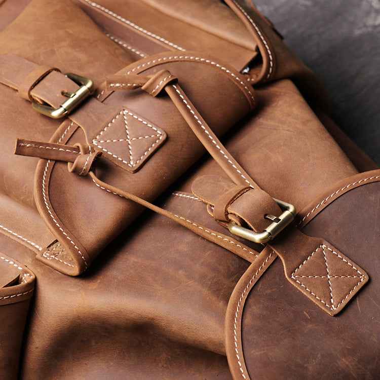 Backpack Made of Crazy Horse Leather - Durable and Stylish Crazy Horse Leather Backpack for Everyday Adventure - ArtOm_farm™ LEATHER