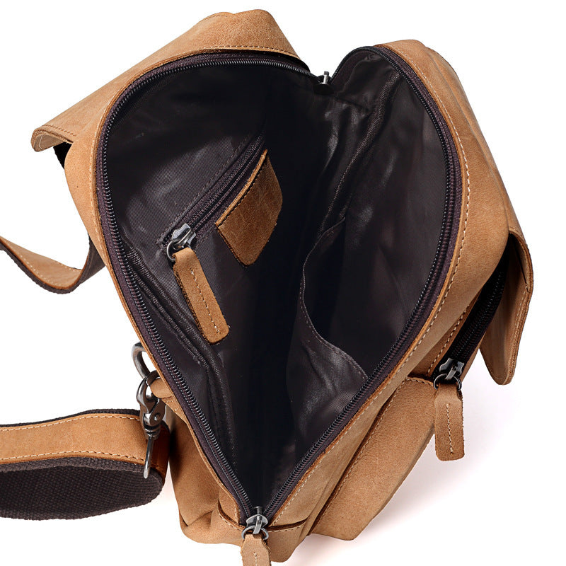 2025 New Vintage Leather Chest Pack for Men - Crazy Horse Leather Satchel Small Leather Shoulder Bag for Sports and Leisure - ArtOm_farm™ LEATHER 