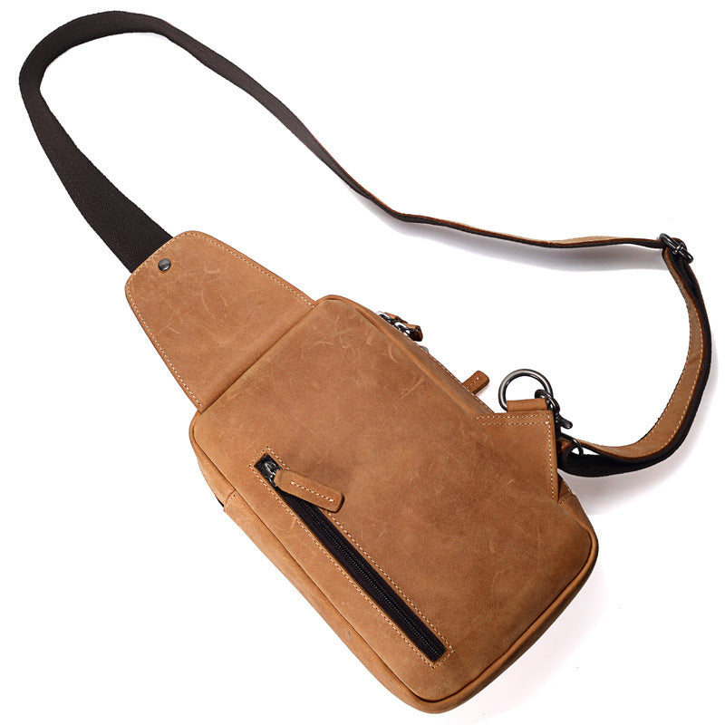 2025 New Vintage Leather Chest Pack for Men - Crazy Horse Leather Satchel Small Leather Shoulder Bag for Sports and Leisure - ArtOm_farm™ LEATHER 