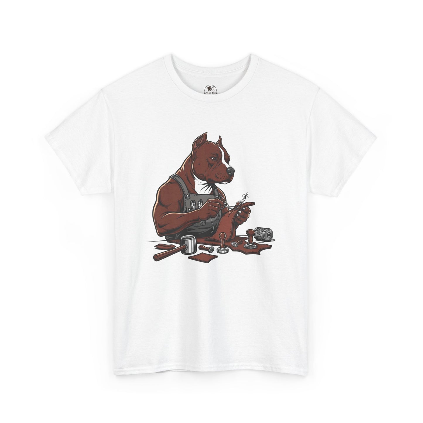 Artistic Dog Lover Tee - Casual Graphic T-Shirt for Pet Owners, Ideal Gift for Birthdays and Holidays - ArtOm_farm™ LEATHER