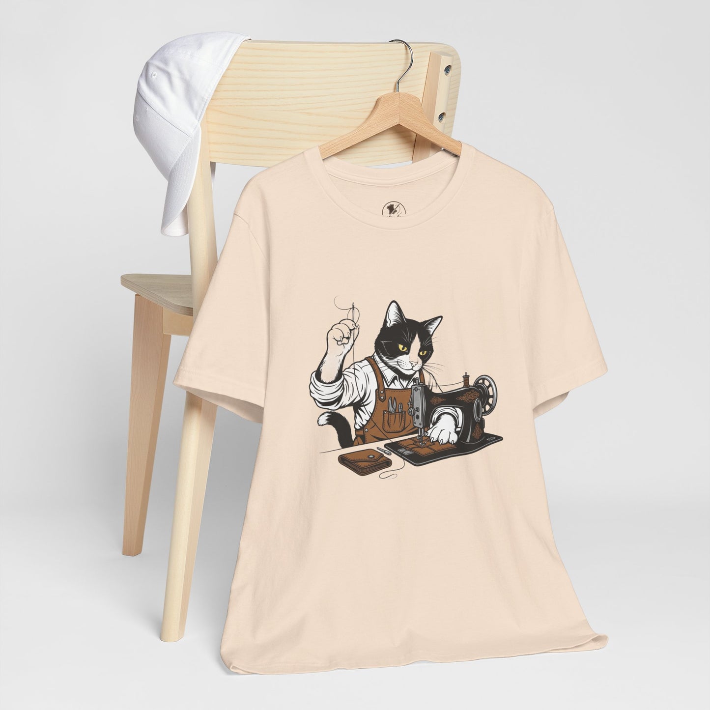Crafty Cat Sewing Tee - Cute Cat Shirt for Crafters & Sewists, Perfect Gift for Cat Lovers - ArtOm_farm™ LEATHER 