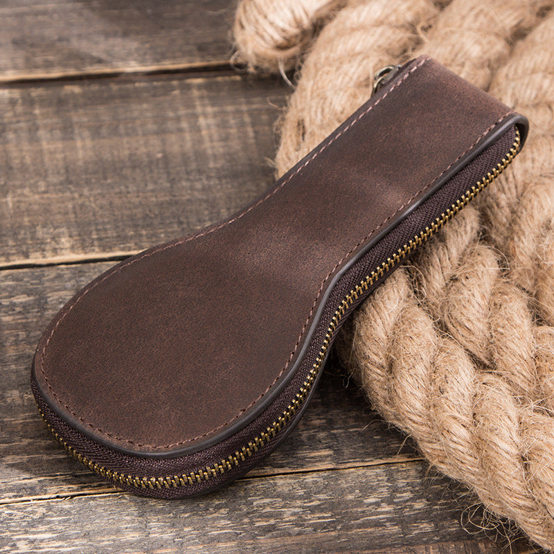 Crazy Horse Leather Watch Storage Box - Zipper Watch Holster - ArtOm_farm™ LEATHER