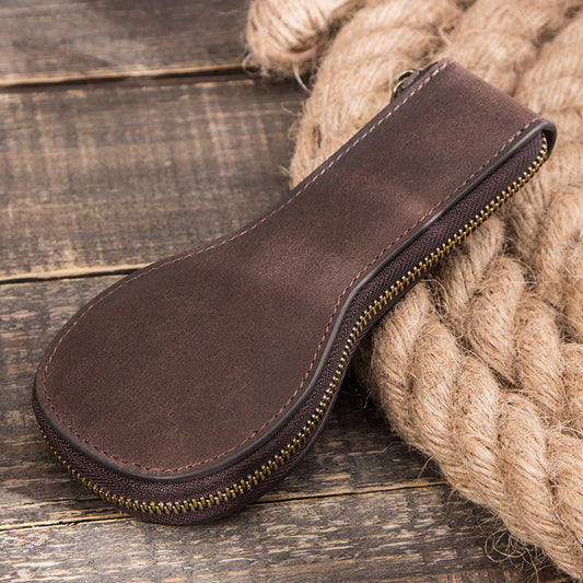 Crazy Horse Leather Watch Storage Box - Zipper Watch Holster - ArtOm_farm™ LEATHER